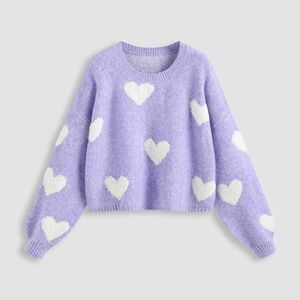 Cider Lavender Heart Crew Sweater